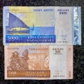 MADAGASCAR SET 5000 AVIARY/FRANC & 500 FRANCS 2004(1 BID TAKES ALL)
