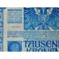 AUSTRIA 1000 KRONEN -- LOW NUMBER 00164 -- STAMPED DEUTSCHES REICH--1902 BIG NOTE