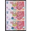 TT MBOWENI R50 IN SEQUENCE AM7527722-724---UNC 2004 SECOND ISSUE [ LION WTM ](1 BID TAKES ALL)
