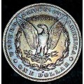 U S A SILVER 1 DOLLAR - MORGAN DOLLAR - 1881 AMAZING CIRCLE TONING NEW ORLEANS MINT GOOD CONDITION