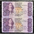 GPC DE KOCK R5 IN SEQUENCE AS5784355-354,,,,3RD ISSUE 1989 AUNC(1 BID TAKES ALL)