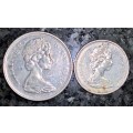 CANADA SILVER 50 CENT - WOLF - & 25 CENT - BOBCAT - 1967 - 80% SILVER