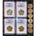 COMPLETE SET OF COMMEMORATIVE R5 COINS 1994 TO 2021 -- 4 GRADED COINS & HIGH GRADE CIRCULATED COINS