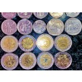 COMPLETE SET OF ALL SOUTH AFRICAN COMMEMORATIVE COINS 1994 TO 2021 - 50 CENT TO R5 GOOD CONDITION