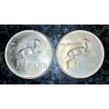 SOUTH AFRICA SILVER SET R1 --1966 BOTH ENGLISH & AFRIKAANS GOOD CONDITIONSILVER 80%(1 BID TAKES ALL)