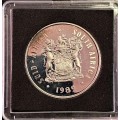 SOUTH AFRICA SILVER PROOF R1 --1989-- AMAZING TONING IN CAPSULE
