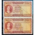 G.RISSIK R1 IN SEQ A124/ 192545-546 AUNC FIRST ISSUE 1962 E/A NOT EASY TO GET IN SEQ(1BID TAKES AL