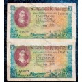 MH DE KOCK SET 5 POUND C72 -- 17-03-59 A/E & C71 -- 17-04-1959 E/A 3RD ISSUE (1 BID TAKES ALL)