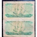 MH DE KOCK SET 5 POUND C72 -- 17-03-59 A/E & C71 -- 17-04-1959 E/A 3RD ISSUE (1 BID TAKES ALL)