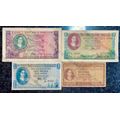 MH DE KOCK SET 10 POUND 1955, 5 POUND 1957, 1 POUND 1958 & 10 SHILLINGS 1954 (1 BID TAKES ALL)