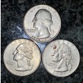 U S A SET - 1/4 DOLLARS 1976,1993 & 1998 (1 BID TAKES ALL)