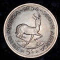 S A UNION SILVER 5 SHILLINGS 1954 GOOD CONDITION SILVER CROWN