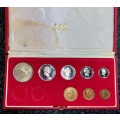S A MINT PROOF SET 1976 WITH SILVER R1 TO 1/2 CENT IN RED S A MINT BOX