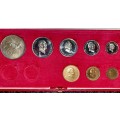S A MINT PROOF SET 1976 WITH SILVER R1 TO 1/2 CENT IN RED S A MINT BOX