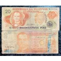 PHILIPPINES  TWO DIFFERENT 20 PESOS (1 BID TAKES ALL)