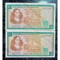 TW DE JONGH R10 IN SEQUENCE C430/855888-887 AUNC 3RD ISSUE 1975 VAN RIEBEECK WTM(1 BID TAKES ALL)