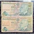 PORTUGAL 20 ESCUDOS TWO DIFFERENT SIGNATURE 1978(1 BID TAKES ALL)