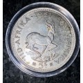 S A UNION SILVER 5 SHILLINGS 1951 SILVER CROWN IN CAPSULE