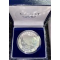 SOUTH AFRICA PROOF SILVER R2 -1994 WORLD CUP- .925 SILVER COMES IN BLUE SA MINT BOX & ORIGINAL COVER