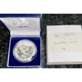 SOUTH AFRICA PROOF SILVER R2 -1994 WORLD CUP- .925 SILVER COMES IN BLUE SA MINT BOX & ORIGINAL COVER