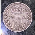 GREAT BRITAIN SILVER 3 PENCE 1895