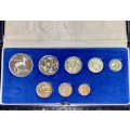 SOUTH AFRICA PROOF SET SILVER R1 TO 1/2 CENT -- 1973 -- IN BLUE SA MINT BOX