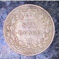 GREAT BRITAIN SILVER 6 PENCE 1881
