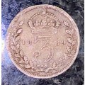 GREAT BRITAIN SILVER 3 PENCE 1889