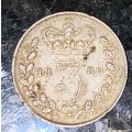 GREAT BRITAIN SILVER 3 PENCE 1886
