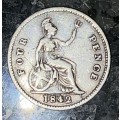 GREAT BRITAIN SILVER 4 PENCE 1842 GROAT