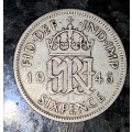 GREAT BRITAIN SILVER 6 PENCE 1946
