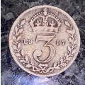 GREAT BRITAIN SILVER 3 PENCE 1917