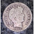 U S A SILVER 1 BARBARA DIME - 10 CENT 1912 D - SILVER ,900