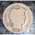 U S A SILVER 1 BARBARA DIME - 10 CENT 1902 - SILVER ,900