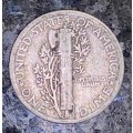 U S A SILVER 1 MERCURY DIME - 10 CENT 1929 PHILADELPHIA MINT - SILVER ,900