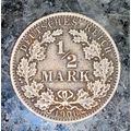 GERMANY SILVER 1/2 MARK 1908 - BERLIN MINT - SILVER .900