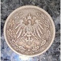 GERMANY SILVER 1/2 MARK 1908 - BERLIN MINT - SILVER .900