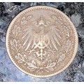 GERMANY SILVER 1/2 MARK 1906 - STUTTGART MINT - SILVER .900