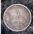 GERMANY EAST AFRICA SILVER 1/4 RUPIE 1913 BERLIN MINT SILVER .917