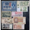 INTERNATIONAL LOT AUSTRIA 1000 KRONEN 1902, BRITIAN, BURMA + MORE (1 BID TAKES ALL 9 NOTES)