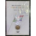 S A MINT R5 -20 YEARS OF DEMOCRACY & R2 -100 YEAR ANNIVERSARY UNION BUILDINGS UNC IN ORIGINAL FOLDER