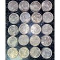SOUTH AFRICA 20 CENT VARIOUS DATES 2ND DECIMAL HIGHER GRADE COINS (1 BID TAKES ALL 20 COINS)