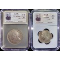 Z A R 1896 GRADED SILVER SET 2 1/2 SHILLING VF20, 2 SHILLING AU53, 6PENCE AU53 & 3 PENCE AU - SANGS