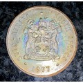 SOUTH AFRICA PROOF SILVER R1 -- 1977 -- NICE GOLD TONING