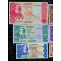 COMPLETE SET OF GPC DE KOCK & DECIMALS R50 TO R2 - 1980s (R1 TW DE JONGH 1975)- (1 BID TAKES ALL)