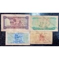 MH DE KOCK SET 10 POUND 1955, 5 POUND 1958, 1 POUND 1954 & 10 SHILLINGS 1957 ALL E/A(1 BID TAKES ALL