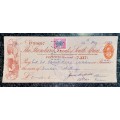 STANDARD BANK SOUTH AFRICA 17 SHILLINGS 1954 WITH 1D STAMP -- ST JOHNS AMBULANCE BRIGADE