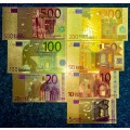 EURO COLORIZED GOLD FOIL - FULL SET FROM 500 EURO TO 5 EURO 2002 - X09999999999(1 BID TAKES ALL 7)