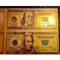 U S A GOLD FOIL - FULL SET 100 DOLLARS TO 1 DOLLAR - UNC GOLD 9999 CARD(1 BID TAKES ALL 8)
