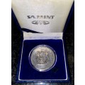 SOUTH AFRICA PROOF SILVER R1 -- 1969 -- IN BLUE S A MINT BOX & CAPSULE